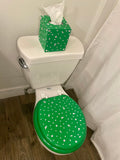 Green & Silver Hand Painted Toilet Seat