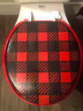 Buffalo Plaid Hand Painted Toilet Seat Set
