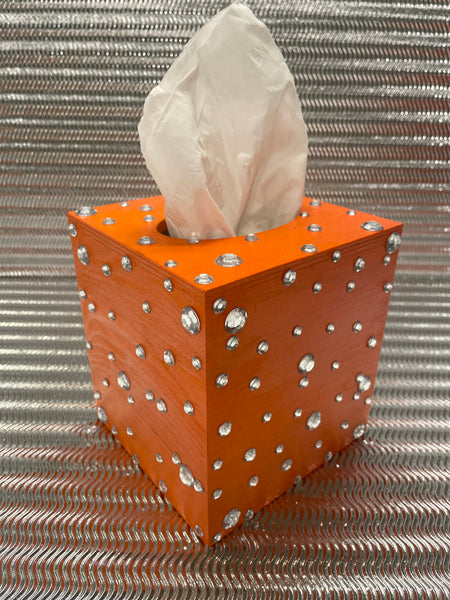 Orange & Silver Bling Tissue Box Cover