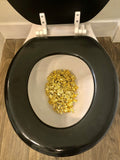Gold Rhinestones Black Custom Hand Painted Toilet Seat (More Colors)