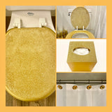 14K Gold & Glitter Hand Painted Toilet Seat