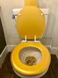 Gold & Silver Bling Hand Painted Toilet Seat Set
