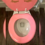 Pink & Gold Glitter Lashes Hand Painted Toilet Seat