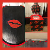 Naughty Red Lips Boho Hand Painted Toilet Seat Set