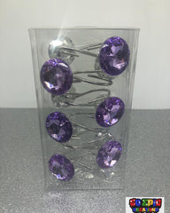 Purple Crystal Acrylic Shower Curtain Hooks - So Epic Creations