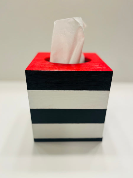 Black, White, and Red Tissue Box Cover