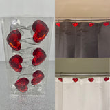 Red Hearts Crystal Shower Curtain Hooks