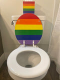 Rainbow & Silver Bling Hand Painted Toilet Seat Set