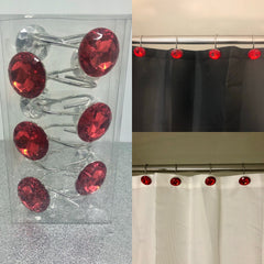 Red Crystal Acrylic Shower Curtain Hooks - So Epic Creations