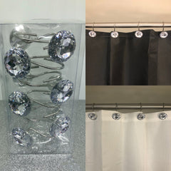 Silver Crystal Acrylic Shower Curtain Hooks - So Epic Creations