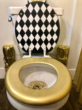 French Harlequin Hand Painted Toilet Seat Set