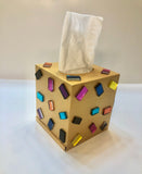 Mosaic Mirrors Gold Tissue Box Cover