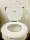 Personalized White & Silver Bling Initial Custom Toilet Seat