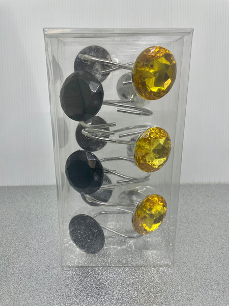 Black & Gold Crystal Shower Curtain Hooks