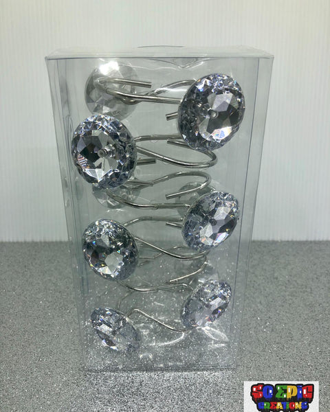 Silver Crystal Shower Curtain Hooks